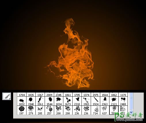 巧用photoshop烟雾笔刷制作一团逼真的火焰素材图，火焰效果图