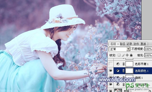 photoshop调出MM外景艺术照唯美的淡青色调