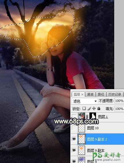 PS韩系风格图片调色：给花坛边的妹妹调出梦幻黄调风格图片效果。