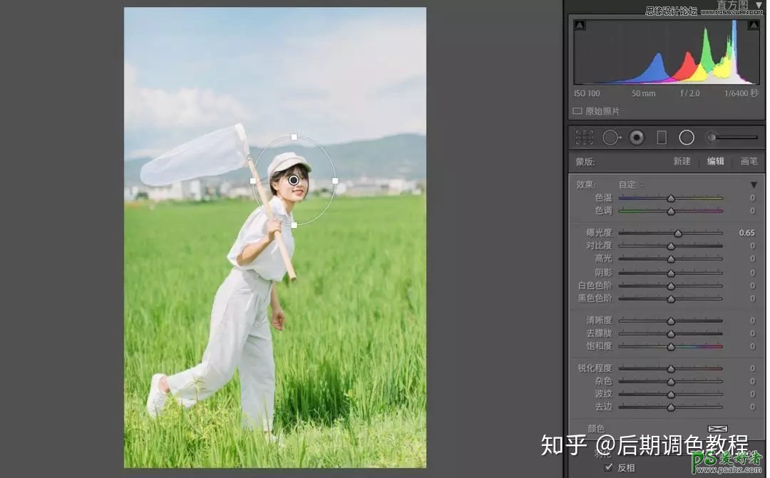 Photoshop给户外田野中拍摄的女生照片调出日系暖色小清新艺术色
