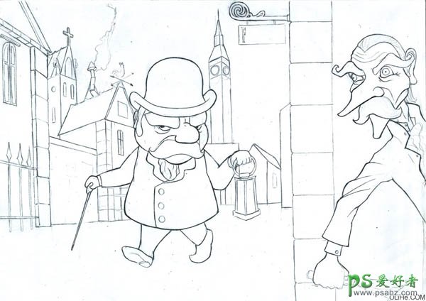 PS鼠绘教程：鼠绘漂亮的街头卡通动画场景插画实例教程