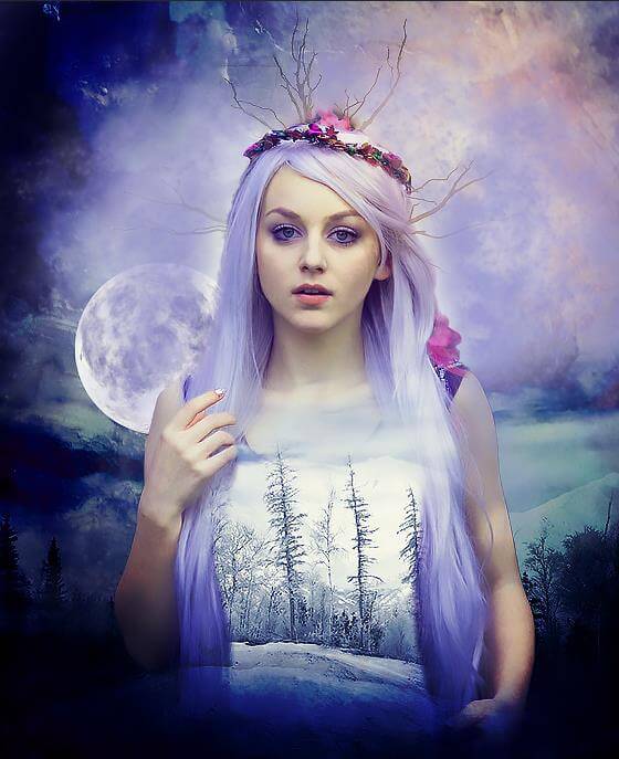 Photoshop创意合成国外唯美月亮女神形象图片，漂亮时尚的月亮姐