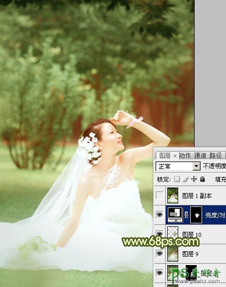 photoshop调出甜美阳光色外景美女婚纱写真照