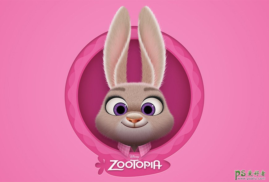 Photoshop鼠绘漂亮的长耳萌兔Judy失量图素材，手绘兔子素材图。