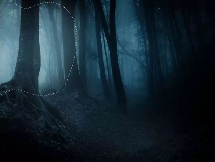 PS经典合成实例：创意打造暗夜森林中的美少女场景，月光下的精灵