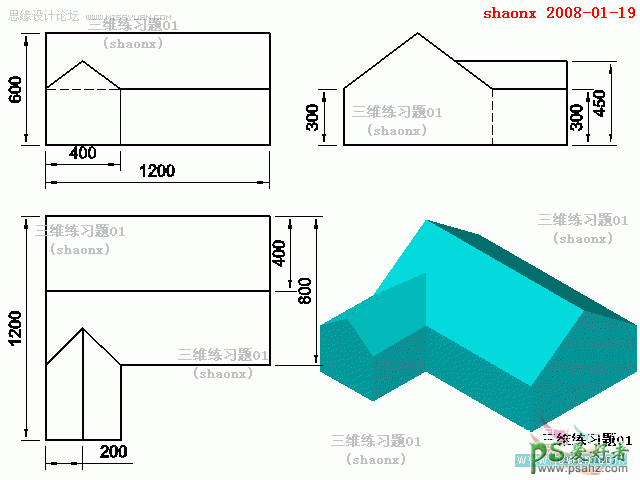 AutoCAD建模教程：学习拉升、倒角、并集工具的熟练使用。