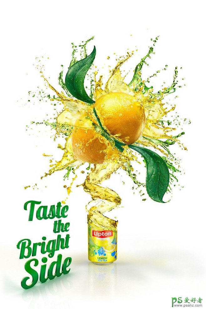 创意喷溅效果的果汁饮料平面广告设计作品，个性果汁饮料宣传设计