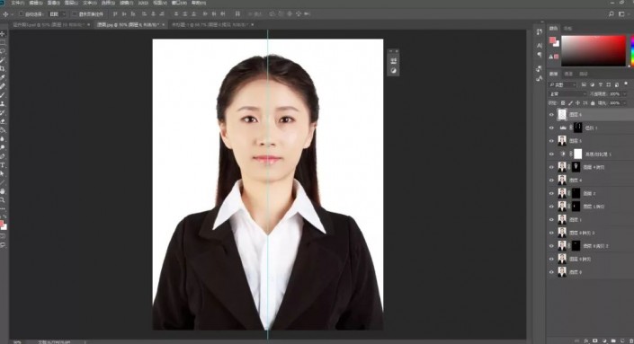 PS证件照抠图教程：学习给一张商务型女士证件照抠图换背景颜色。