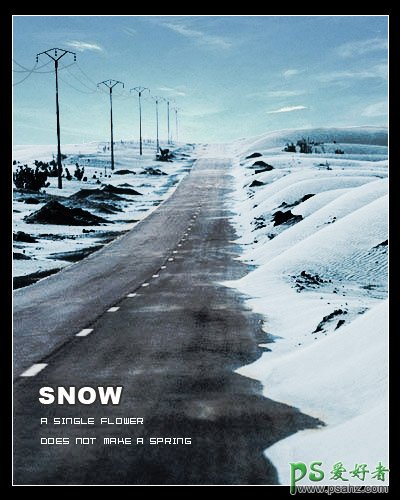 photoshop创意设计把沙漠图片换成冬天雪景效果