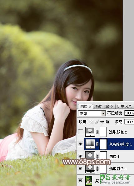 Photoshop给甜美的清纯少女写真图片素材调出漂亮的粉褐色效果