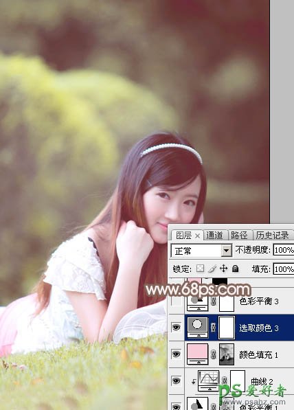 Photoshop给甜美的清纯少女写真图片素材调出漂亮的粉褐色效果