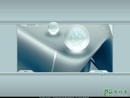 PS按扭制作教程：设计可爱的青色水晶雪花按钮
