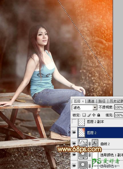 Photoshop给气质性感少妇外拍艺术照调出唯美的中性红色效果