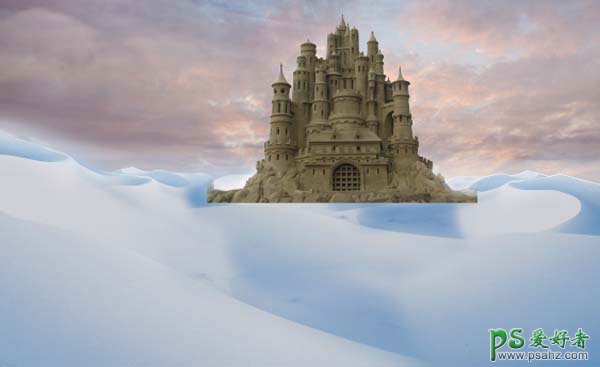 photoshop创意合成雪景中的古城堡游乐园