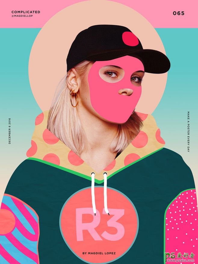 一组古怪个性的人像海报设计，个性抽象效果的人物头像合成海报。