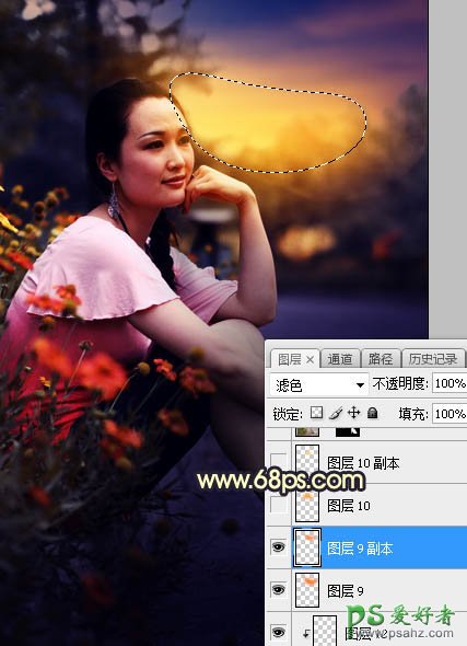 Photoshop给早晨公路边自拍的高跟美女高清图片调出唯美的晨曦色