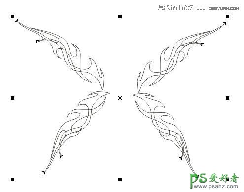 CDR手绘教程实例：手工绘制时尚创意的蝴蝶花纹图案，失量蝴蝶图