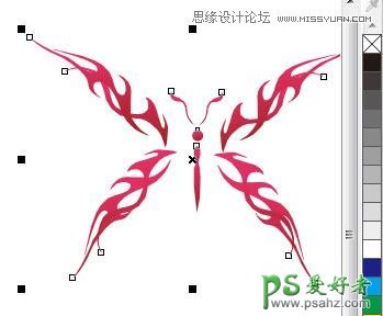 CDR手绘教程实例：手工绘制时尚创意的蝴蝶花纹图案，失量蝴蝶图