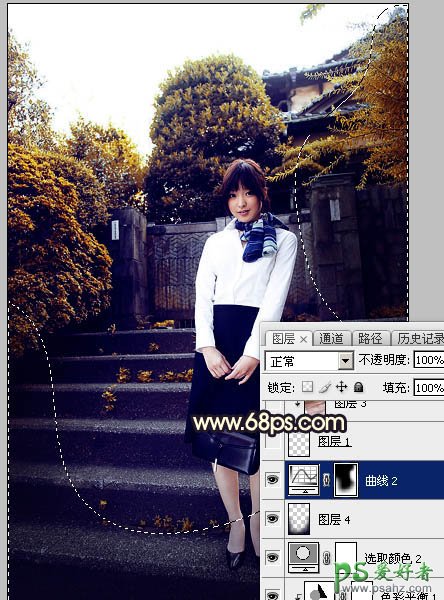 Photoshop给性感空姐制服美女外景写真图片调出唯美的夕阳霞光色