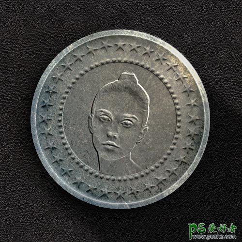 Photoshop制作一枚金属材质收藏硬币_生锈的金属硬币