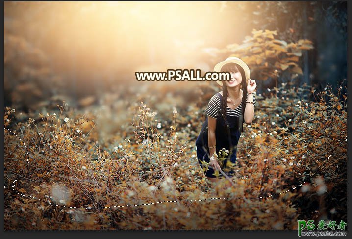 PS美女照片调色：给外景可爱女生性感照片调出秋季暖暖的阳光色
