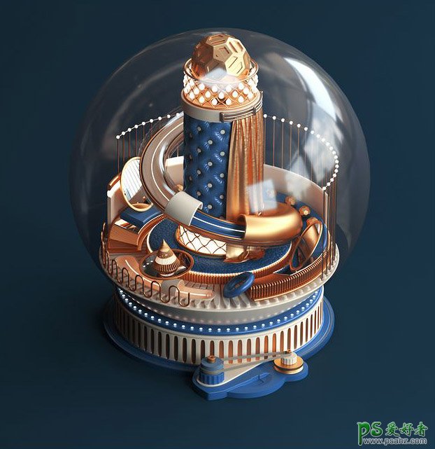 精美的3D玻璃水晶球效果图设计作品，漂亮大气的3D水晶球作品素材