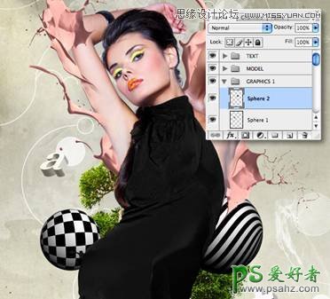 photoshop创意设计烟雾和飞溅效果的美女人像艺术海报图片