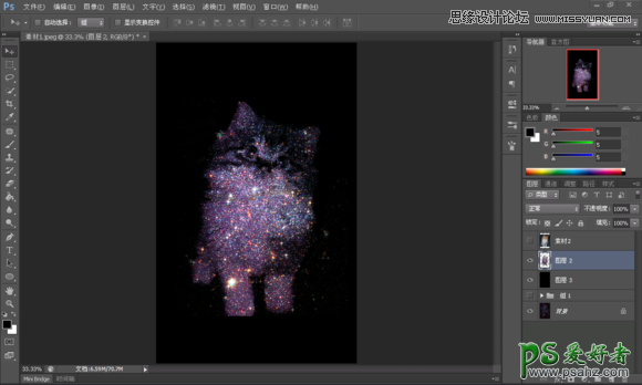 PS照片后期教程：利用溶图技巧创意打造梦幻星空效果猫咪个性照片