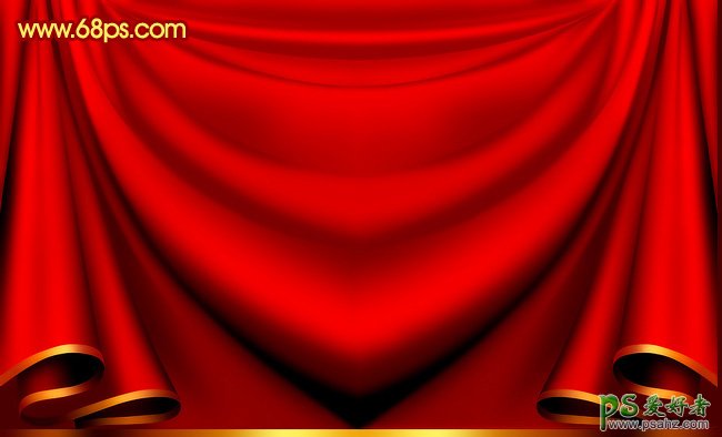 photoshop制作一块逼真的红色帷幕，会议场所布置用的幕布
