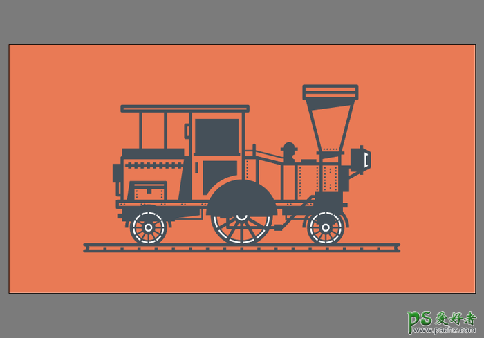 AI插画制作教程：利用几何形状和工具来创建复古风格的火车插画