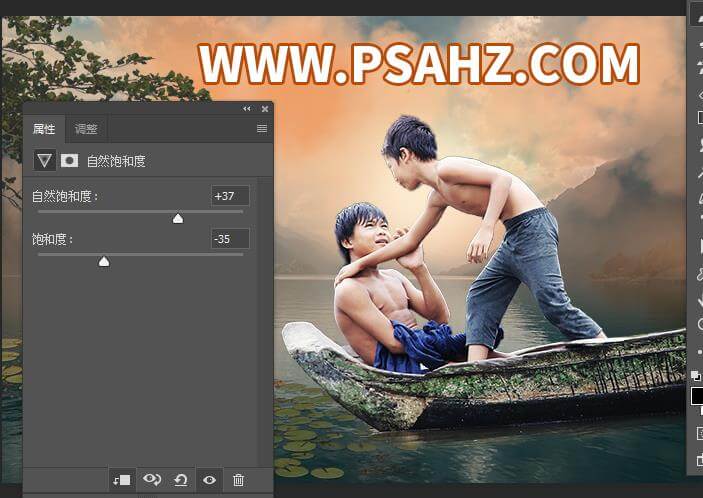 Photoshop创意合成水上嬉戏的小男孩场景，画面非常温馨有意境。