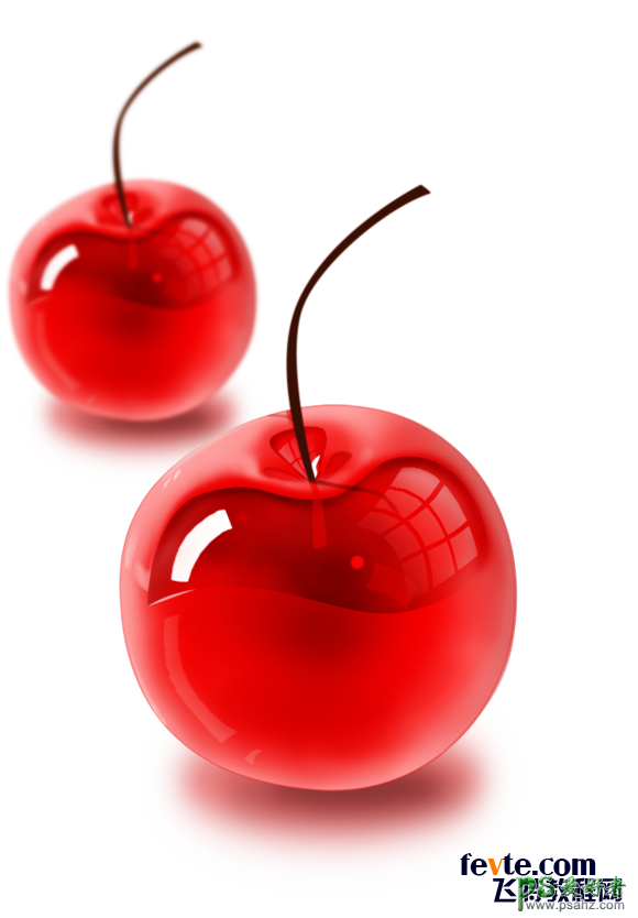 绘制漂亮的晶莹剔透的红樱桃失量图素材 PS鼠绘水晶图片教程