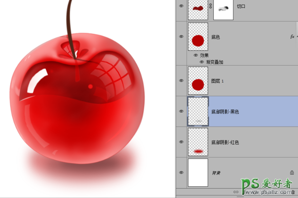 PS鼠绘水晶图片教程：绘制漂亮的晶莹剔透的红樱桃失量图素材