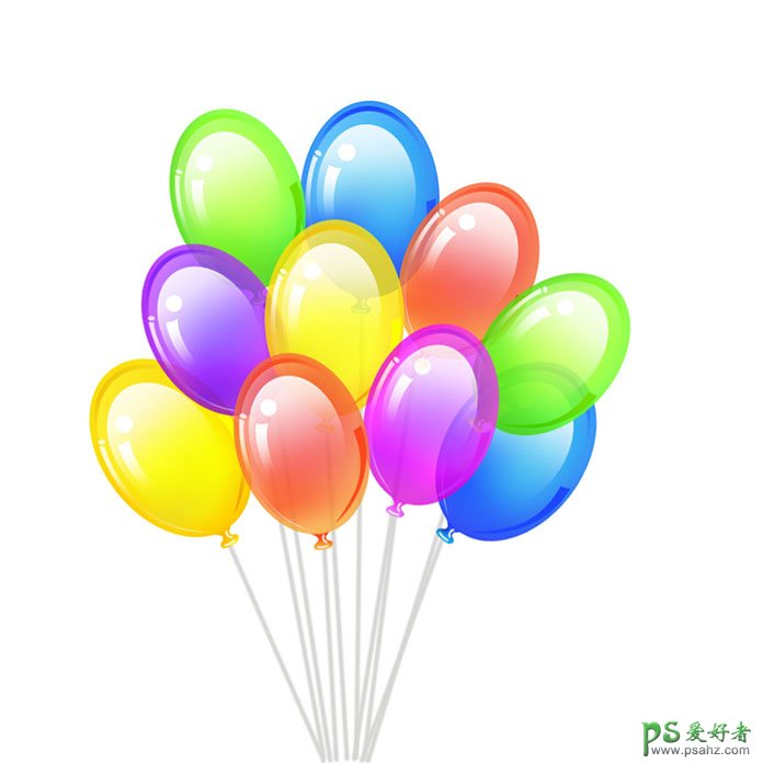 绘制透明气球装饰图片 Photoshop鼠绘漂亮的彩色气球失量图