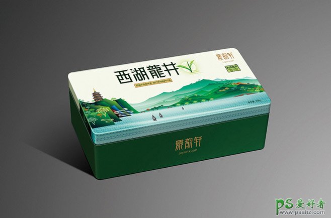 中国风西湖龙井茶叶包装设计作品，西湖龙井茶叶外包装盒全套设计