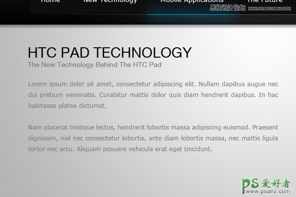 PS网页设计教程：设计漂亮的黑色风格移动APP应用类型网页