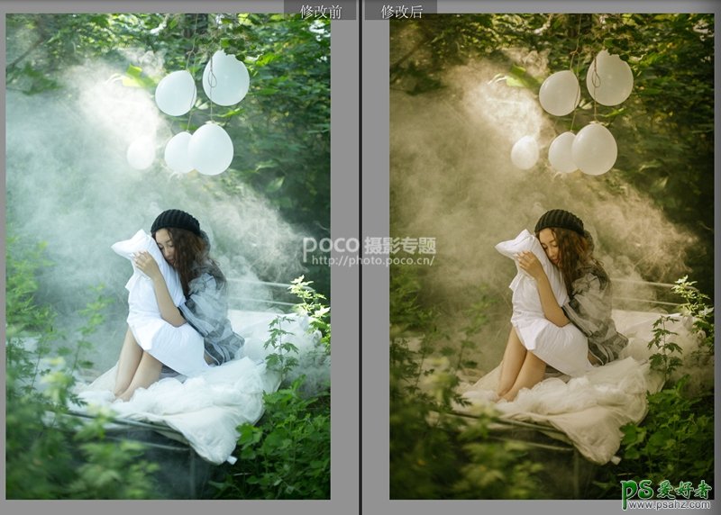 Photoshop制作森林系90后梦幻女神油画照片，女神油画梦幻照片