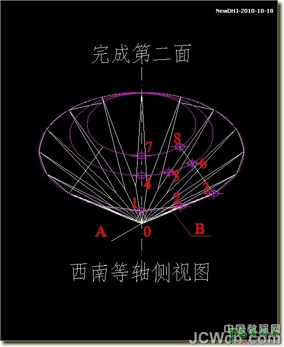 CAD建模教程实例：学习绘制逼真质感八心八箭的钻石戒指模型图。