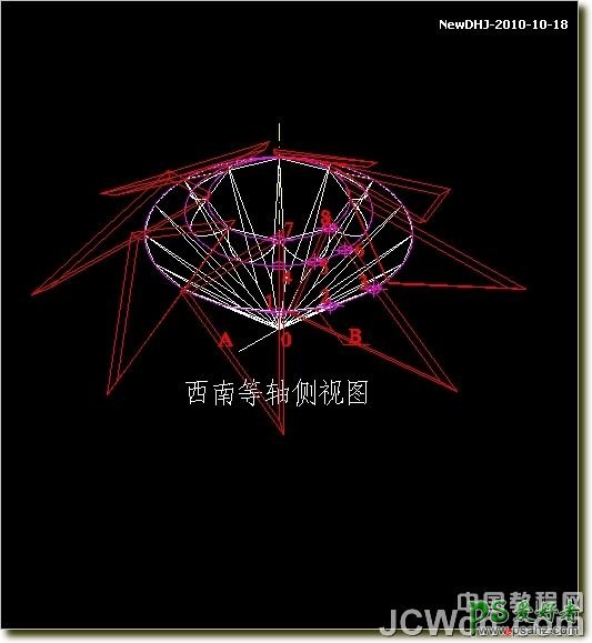 CAD建模教程实例：学习绘制逼真质感八心八箭的钻石戒指模型图。