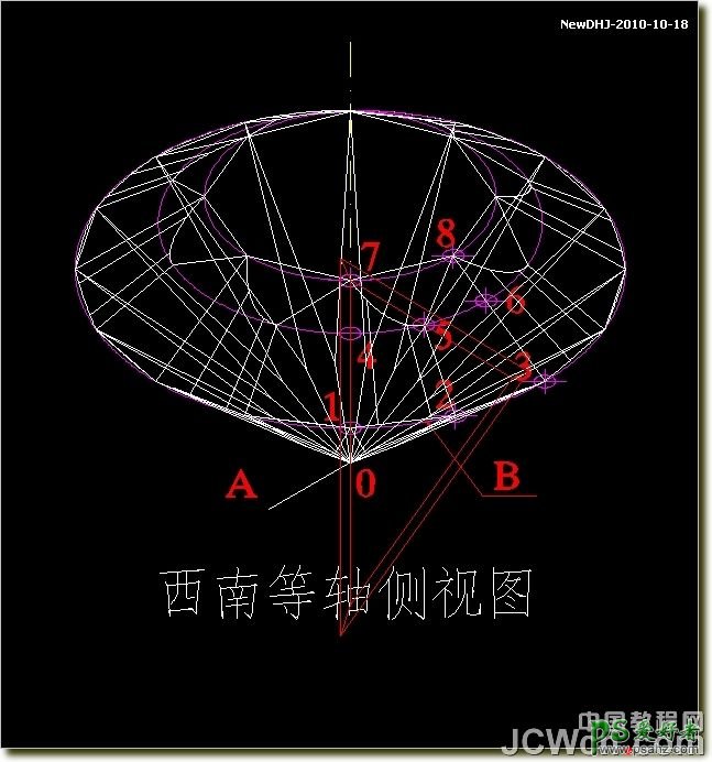 CAD建模教程实例：学习绘制逼真质感八心八箭的钻石戒指模型图。