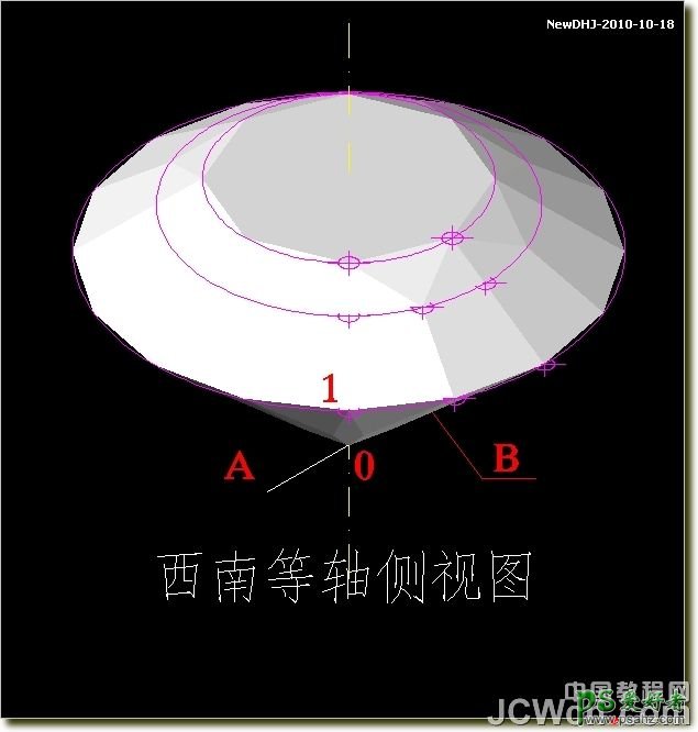 CAD建模教程实例：学习绘制逼真质感八心八箭的钻石戒指模型图。