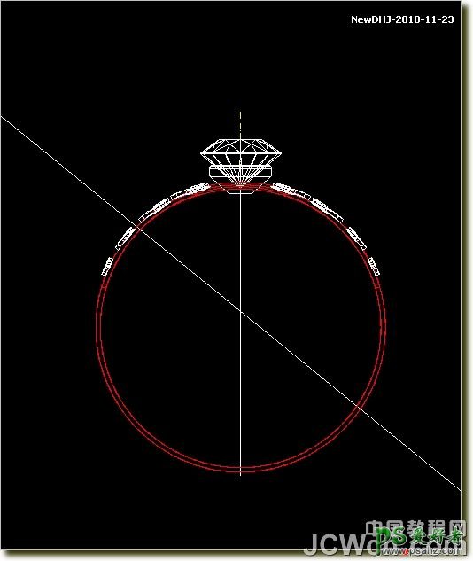 CAD建模教程实例：学习绘制逼真质感八心八箭的钻石戒指模型图。