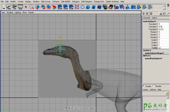 Maya建模教程：学习制作逼真质感的恐龙模型图，真实的恐龙。