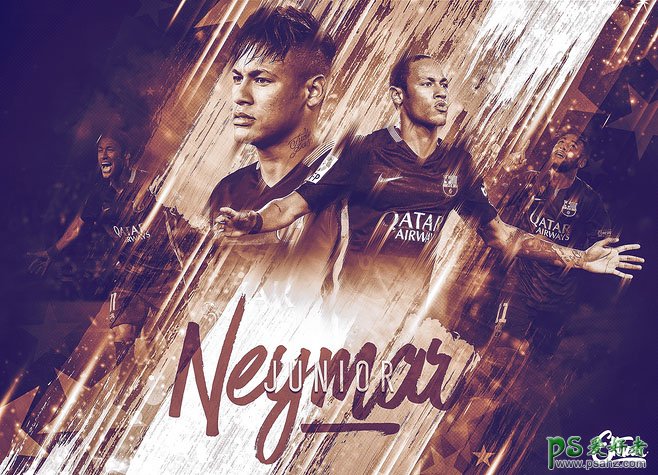 动感风格足球明星插画海报设计，世界足球动感球星海报宣传设计。