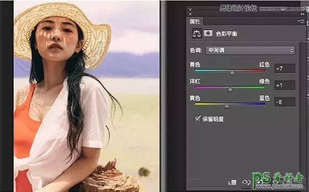 Photoshop结合LR工具给海滩美女写真照调出小清新风格的日系效果