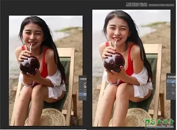 Photoshop结合LR工具给海滩美女写真照调出小清新风格的日系效果