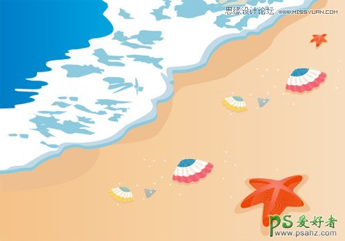 CorelDraw鼠绘大气时尚的夏日海滩风景图片素材-海滩失量风景图片