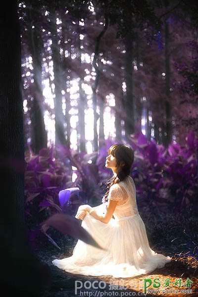 PS唯美少女图片后期美化教程：设计森林中少女梦幻唯美的图片效果