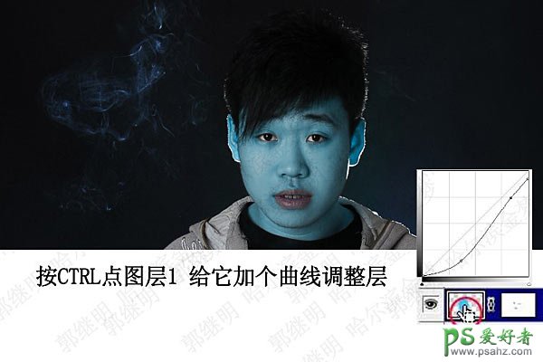 人像后期ps教程，把网友人像照片处理成阿凡达中的纳美人形象效果