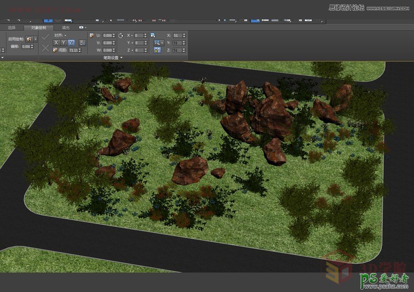 利用3DMAX石墨工具制作逼真的沙盘，景观地形制作教程学习